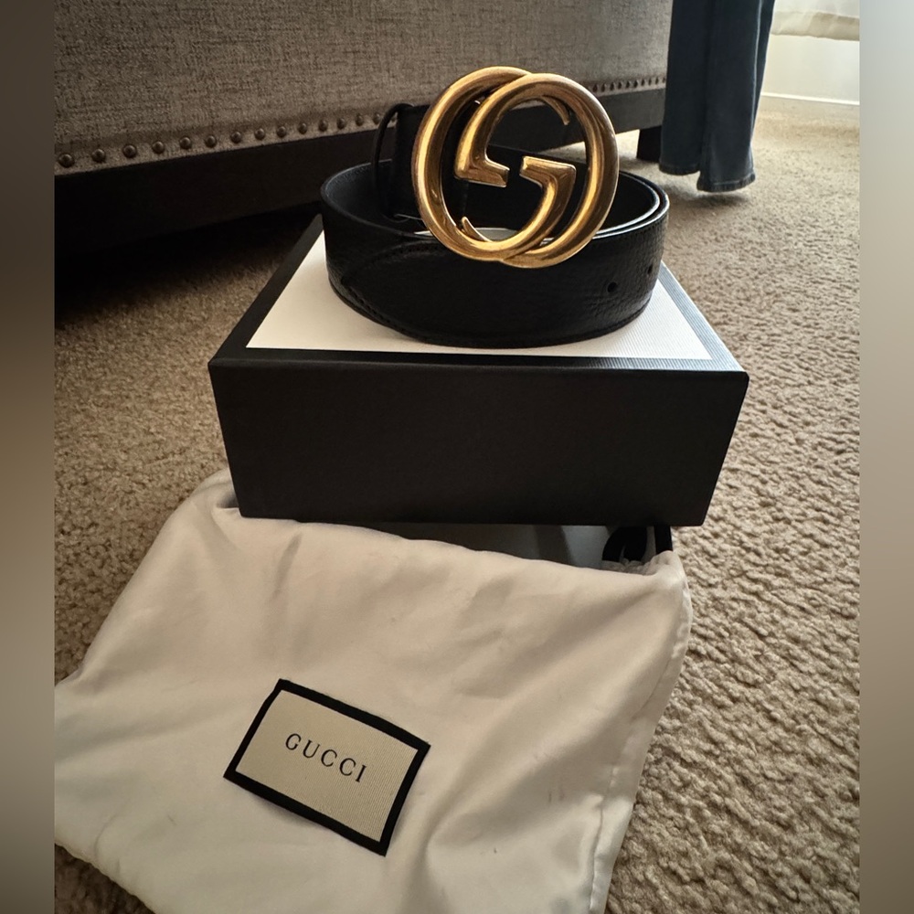 Gucci GG Marmont leather belt with Double G buckle 🖤 100% Authentic